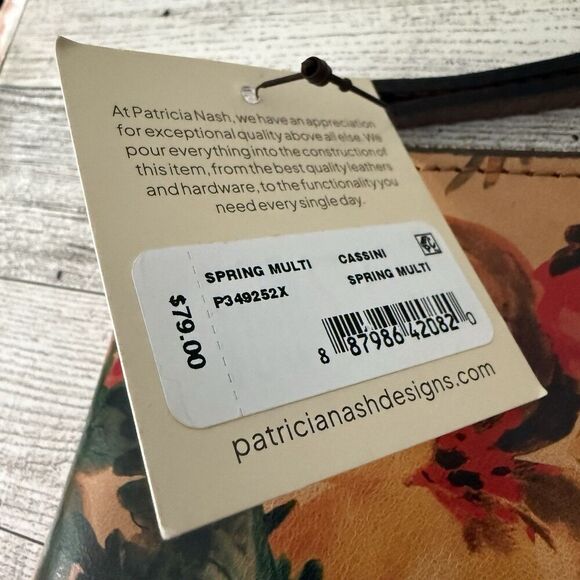 Patricia Nash Cassini Leather Wristlet Spring Multi Floral Oil Paint NWT MSRP 79 - Picture 3 of 7